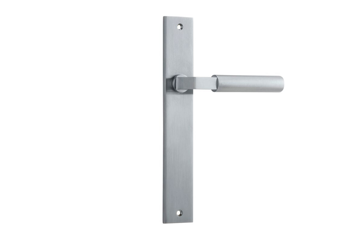 Iver Berlin Door Lever Rectangular Latch Pair, Passage Kit, Privacy Kit , Entrance Kit with High Security Lock - Brushed Chrome