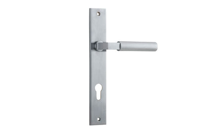 Iver Berlin Door Lever Rectangular Latch Pair, Passage Kit, Privacy Kit , Entrance Kit with High Security Lock - Brushed Chrome
