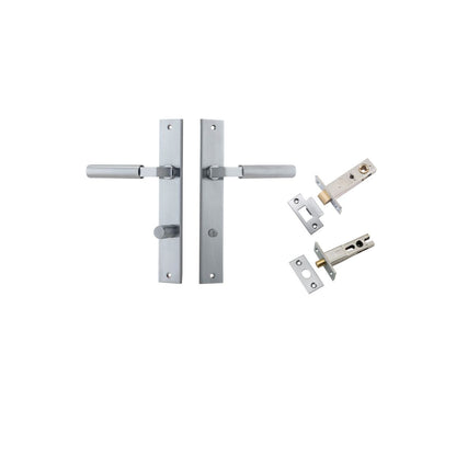 Iver Berlin Door Lever Rectangular Latch Pair, Passage Kit, Privacy Kit , Entrance Kit with High Security Lock - Brushed Chrome