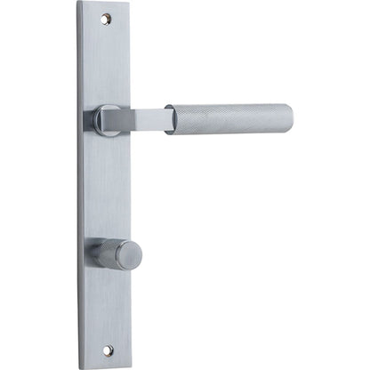 Iver Brunswick  Door Lever Rectangular Latch Pair, Passage Kit, Privacy Kit , Entrance Kit with High Security Lock - Brushed Chrome