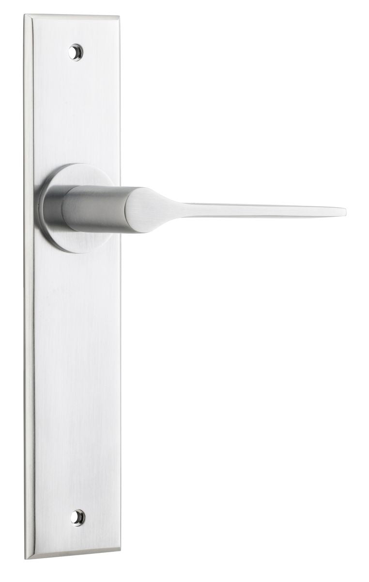 Iver Como  Door Lever Chamfered Latch Pair, Passage Kit, Privacy Kit , Entrance Kit with High Security Lock -Brushed Chrome