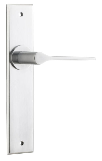 Iver Como  Door Lever Chamfered Latch Pair, Passage Kit, Privacy Kit , Entrance Kit with High Security Lock -Brushed Chrome