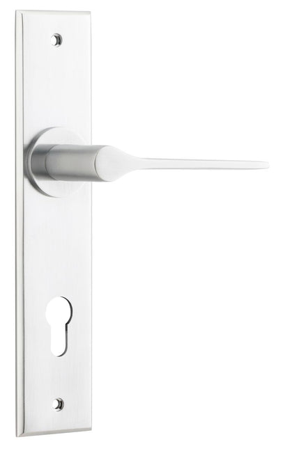 Iver Como  Door Lever Chamfered Latch Pair, Passage Kit, Privacy Kit , Entrance Kit with High Security Lock -Brushed Chrome