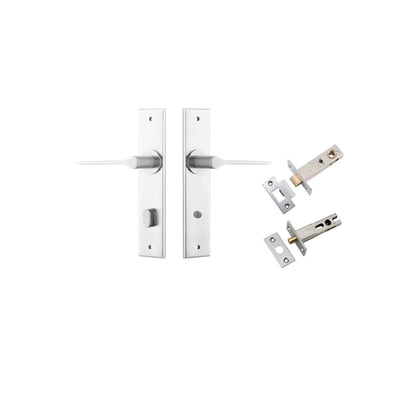Iver Como  Door Lever Chamfered Latch Pair, Passage Kit, Privacy Kit , Entrance Kit with High Security Lock -Brushed Chrome
