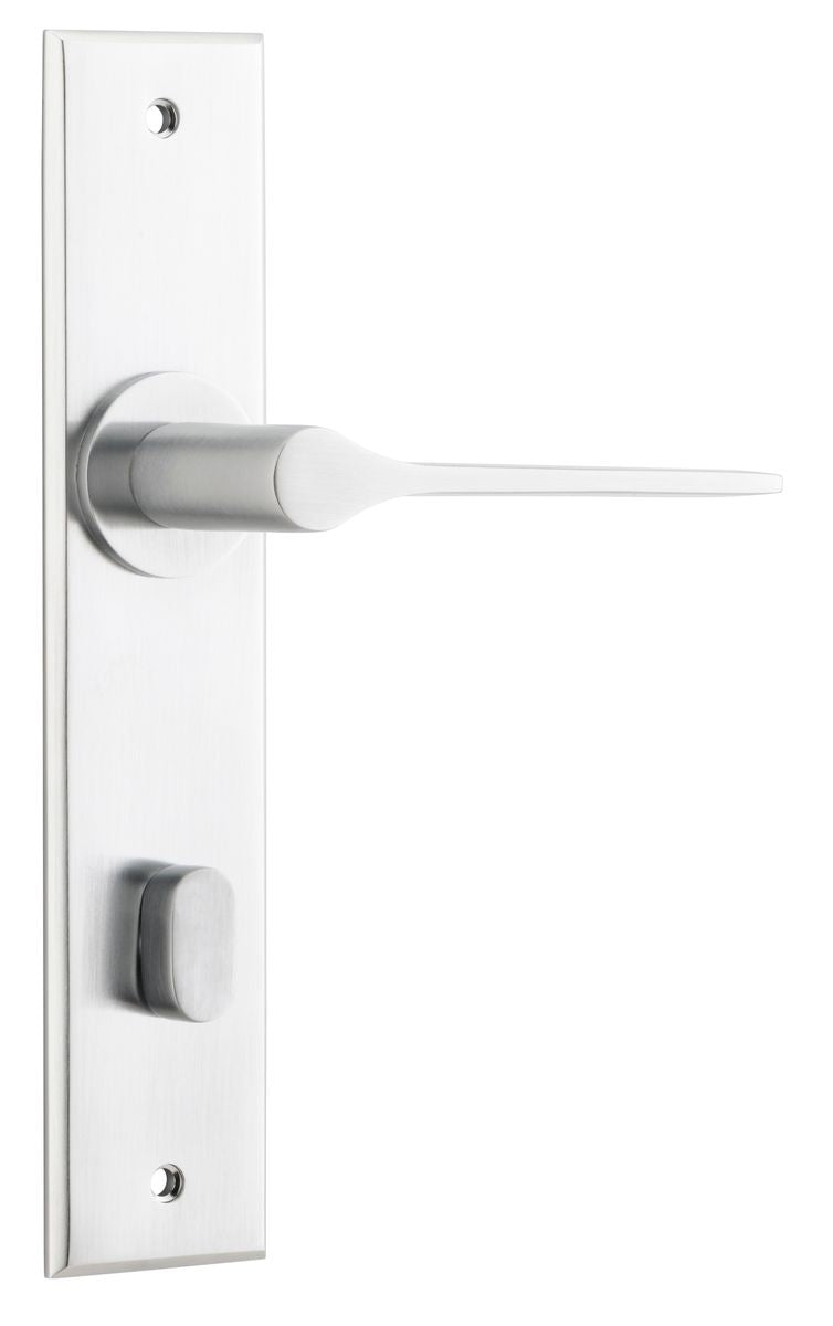 Iver Como  Door Lever Chamfered Latch Pair, Passage Kit, Privacy Kit , Entrance Kit with High Security Lock -Brushed Chrome