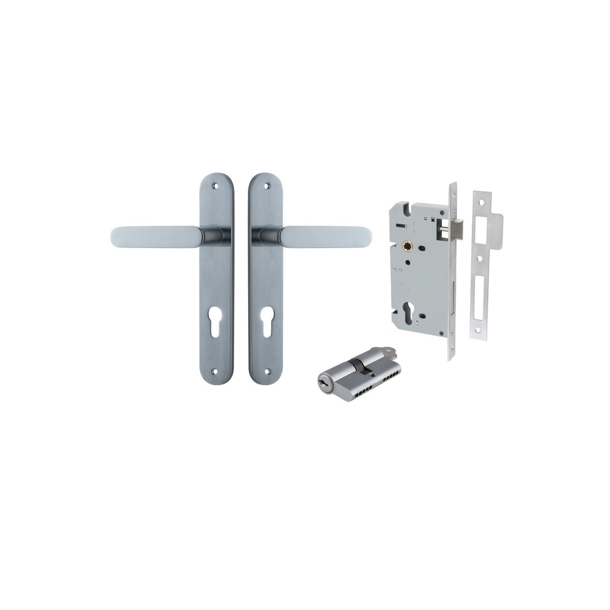 Iver Bronte Door Lever Oval Latch Pair, Passage Kit, Privacy Kit , Entrance Kit with High Security Lock - Brushed Chrome