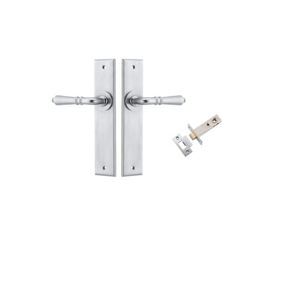 Iver Sarlat  Door Lever Chamfered Latch Pair, Passage Kit, Privacy Kit , Entrance Kit with High Security Lock -Brushed Chrome