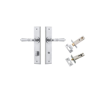 Iver Sarlat  Door Lever Chamfered Latch Pair, Passage Kit, Privacy Kit , Entrance Kit with High Security Lock -Brushed Chrome