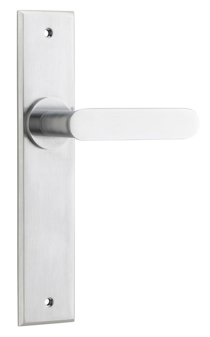 Iver Bronte Door Lever Chamfered Latch Pair, Passage Kit, Privacy Kit , Entrance Kit with High Security Lock - Brushed Chrome