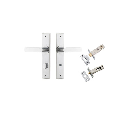 Iver Bronte Door Lever Chamfered Latch Pair, Passage Kit, Privacy Kit , Entrance Kit with High Security Lock - Brushed Chrome