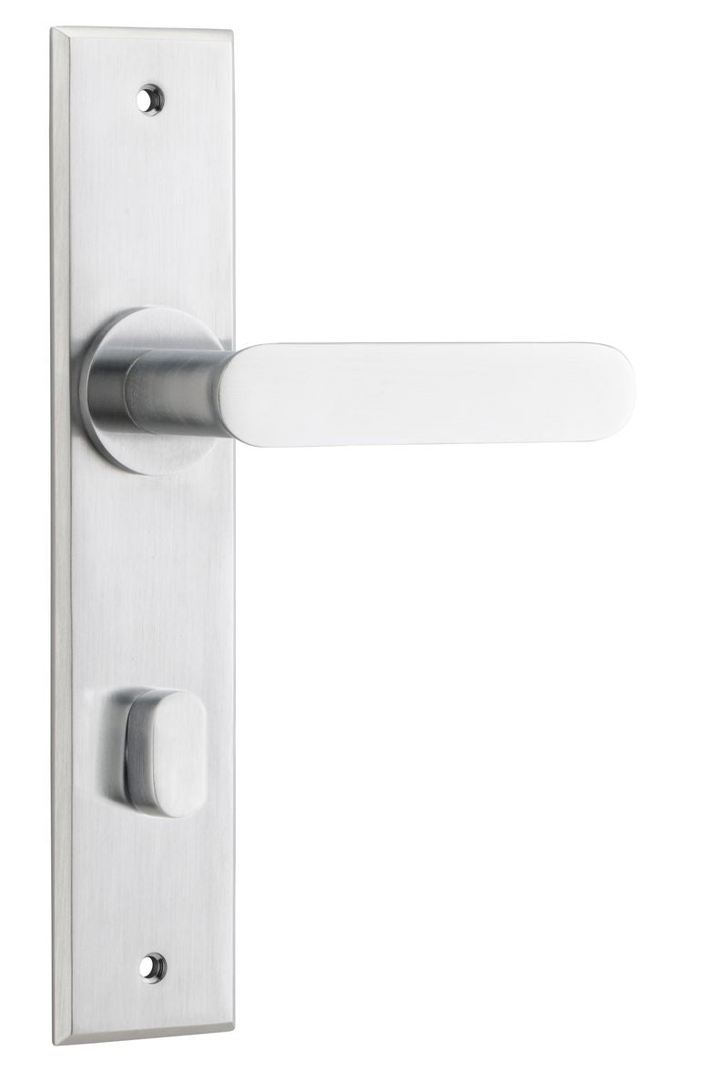 Iver Bronte Door Lever Chamfered Latch Pair, Passage Kit, Privacy Kit , Entrance Kit with High Security Lock - Brushed Chrome