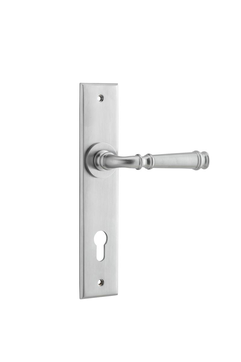 Iver Verona Door Lever Chamfered Latch Pair, Passage Kit, Privacy Kit , Entrance Kit with High Security Lock -Brushed Chrome