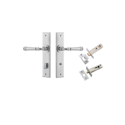 Iver Verona Door Lever Chamfered Latch Pair, Passage Kit, Privacy Kit , Entrance Kit with High Security Lock -Brushed Chrome