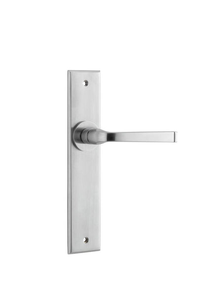 Iver Annecy Door Lever Chamfered Latch Pair, Passage Kit, Privacy Kit , Entrance Kit with High Security Lock -Brushed Chrome