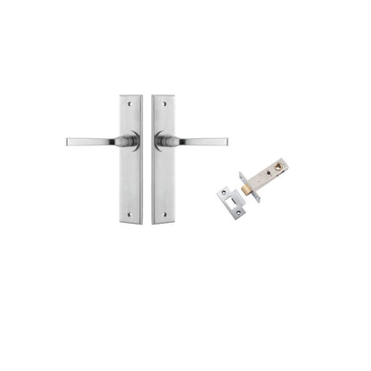 Iver Annecy Door Lever Chamfered Latch Pair, Passage Kit, Privacy Kit , Entrance Kit with High Security Lock -Brushed Chrome