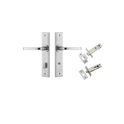 Iver Annecy Door Lever Chamfered Latch Pair, Passage Kit, Privacy Kit , Entrance Kit with High Security Lock -Brushed Chrome