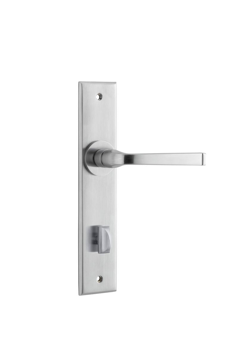 Iver Annecy Door Lever Chamfered Latch Pair, Passage Kit, Privacy Kit , Entrance Kit with High Security Lock -Brushed Chrome