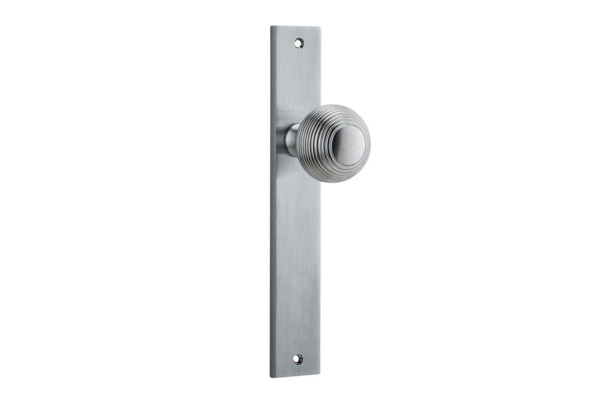 Iver Guildford Door Knob Rectangular Latch Pair, Passage Kit, Privacy Kit , Entrance Kit with High Security Lock -Brushed Chrome