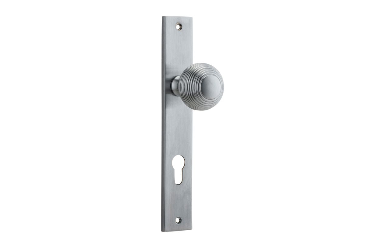 Iver Guildford Door Knob Rectangular Latch Pair, Passage Kit, Privacy Kit , Entrance Kit with High Security Lock -Brushed Chrome