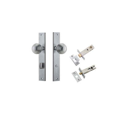 Iver Guildford Door Knob Rectangular Latch Pair, Passage Kit, Privacy Kit , Entrance Kit with High Security Lock -Brushed Chrome