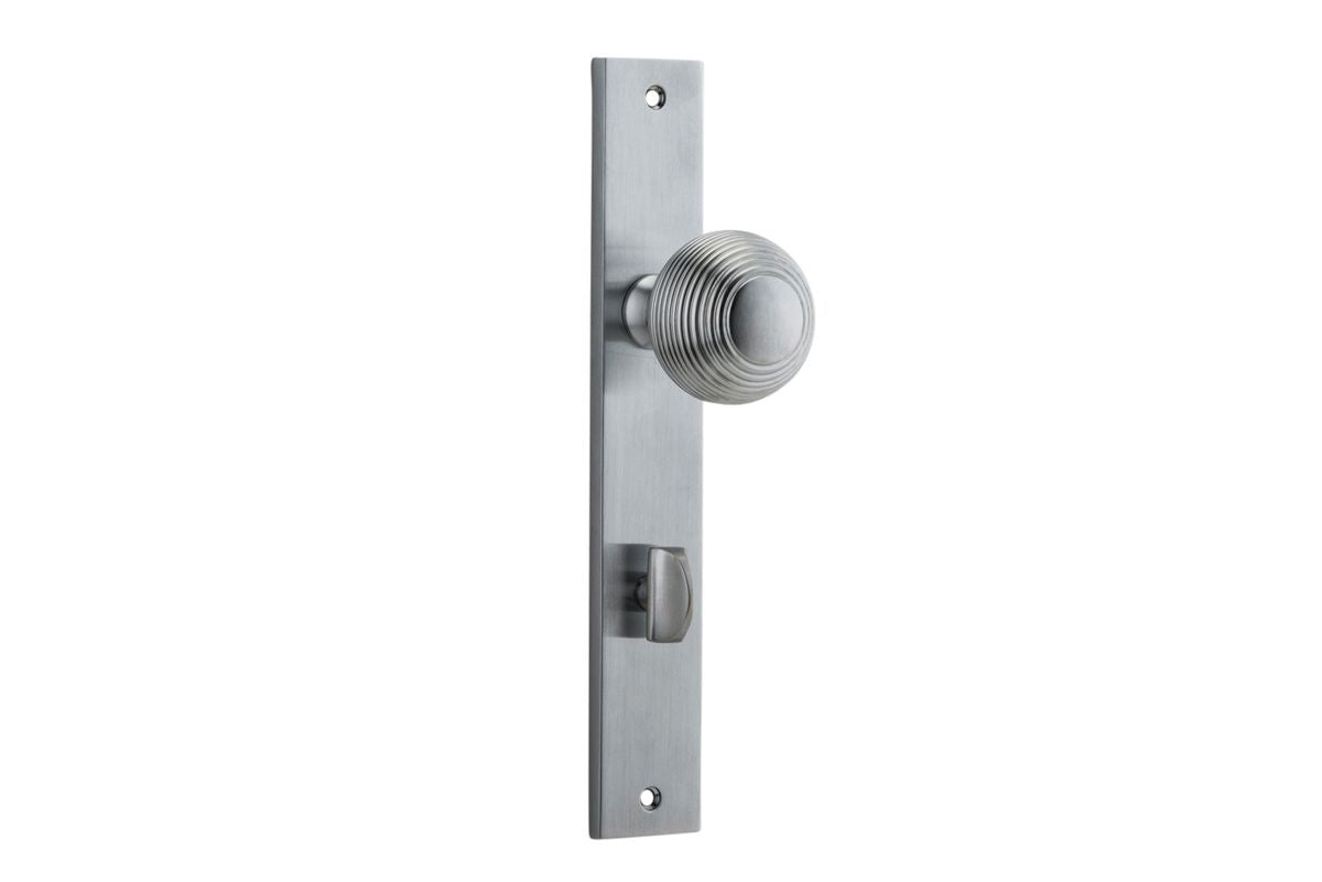 Iver Guildford Door Knob Rectangular Latch Pair, Passage Kit, Privacy Kit , Entrance Kit with High Security Lock -Brushed Chrome