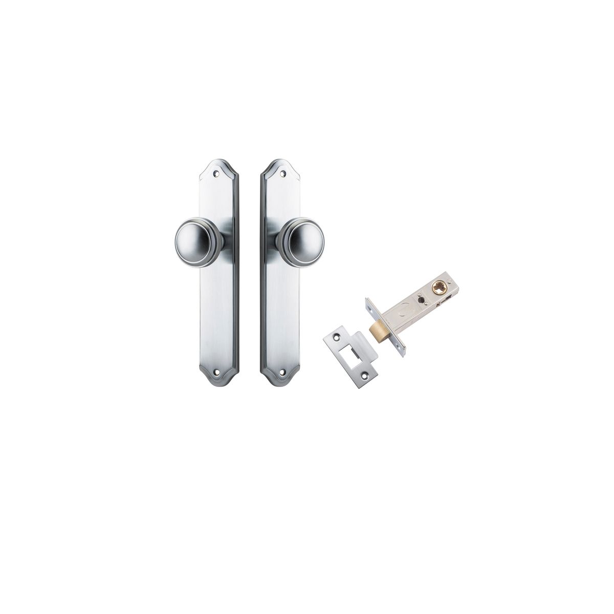 Iver Paddington  Door Knob Shouldered Latch Pair, Passage Kit, Privacy Kit , Entrance Kit with High Security Lock - Brushed Chrome