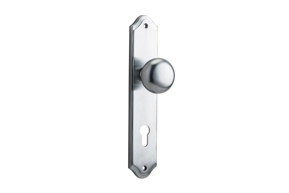 Iver Cambridge Door Knob Shouldered Latch Pair, Passage Kit, Privacy Kit , Entrance Kit with High Security Lock -Brushed Chrome