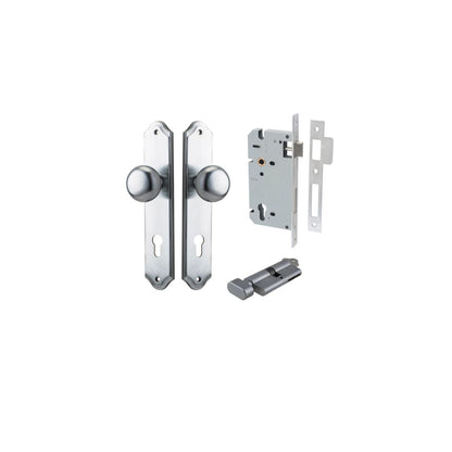 Iver Cambridge Door Knob Shouldered Latch Pair, Passage Kit, Privacy Kit , Entrance Kit with High Security Lock -Brushed Chrome