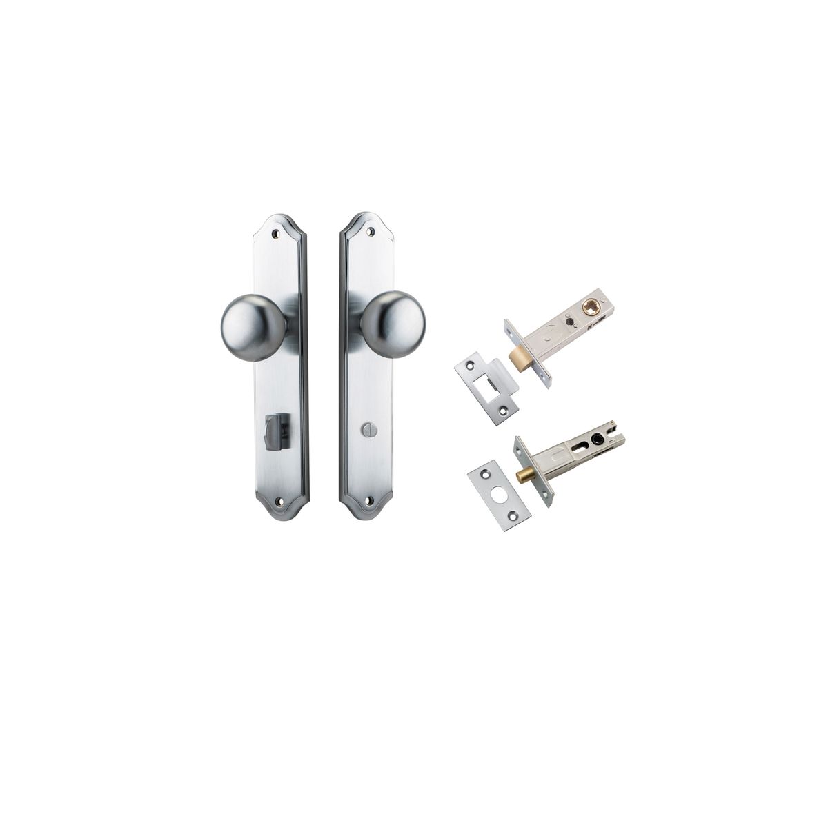 Iver Cambridge Door Knob Shouldered Latch Pair, Passage Kit, Privacy Kit , Entrance Kit with High Security Lock -Brushed Chrome