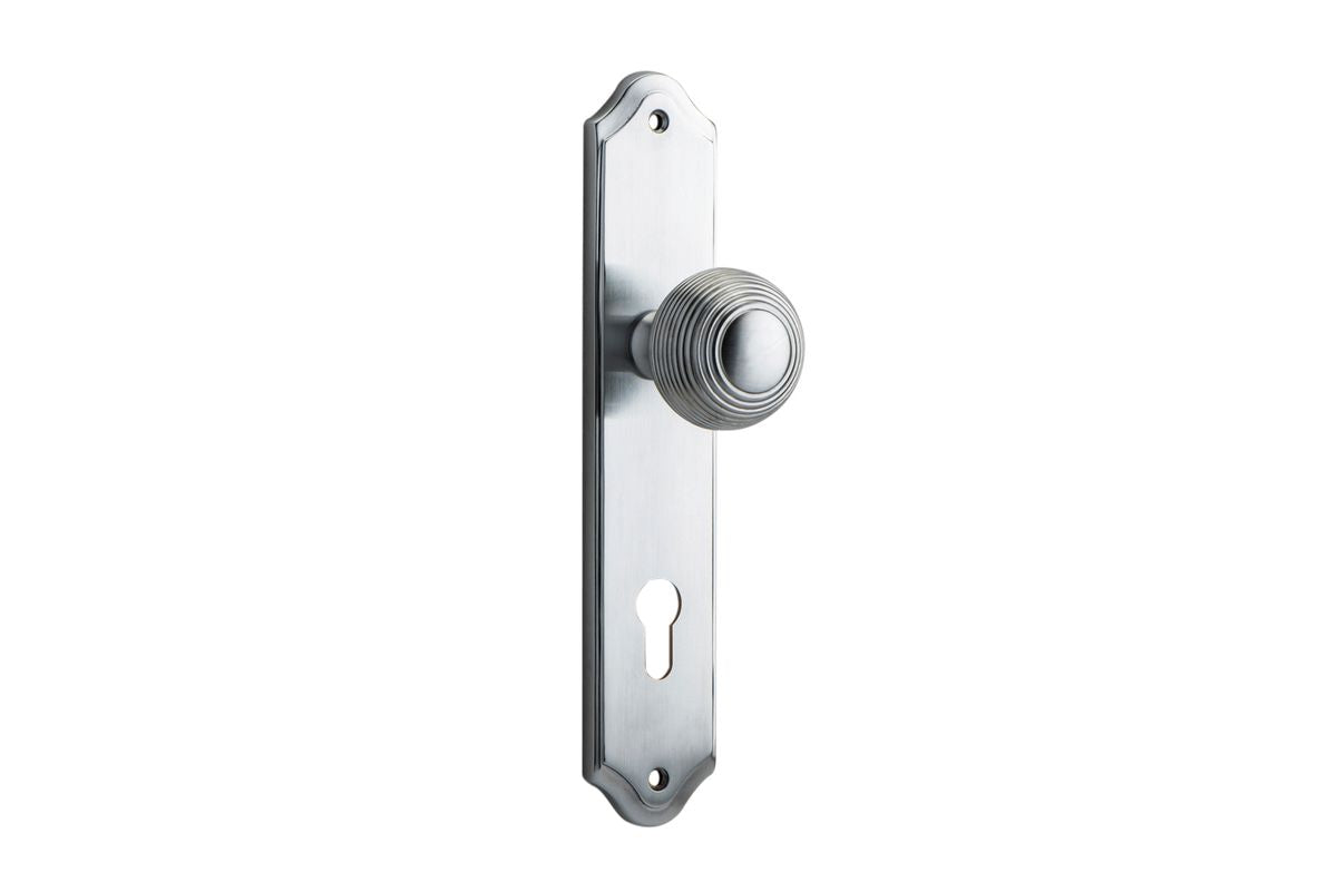 Iver Guildford Door Knob Shouldered Latch Pair, Passage Kit, Privacy Kit , Entrance Kit with High Security Lock -Brushed Chrome
