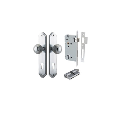 Iver Guildford Door Knob Shouldered Latch Pair, Passage Kit, Privacy Kit , Entrance Kit with High Security Lock -Brushed Chrome