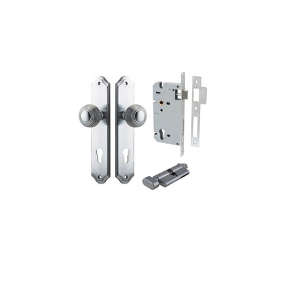 Iver Guildford Door Knob Shouldered Latch Pair, Passage Kit, Privacy Kit , Entrance Kit with High Security Lock -Brushed Chrome