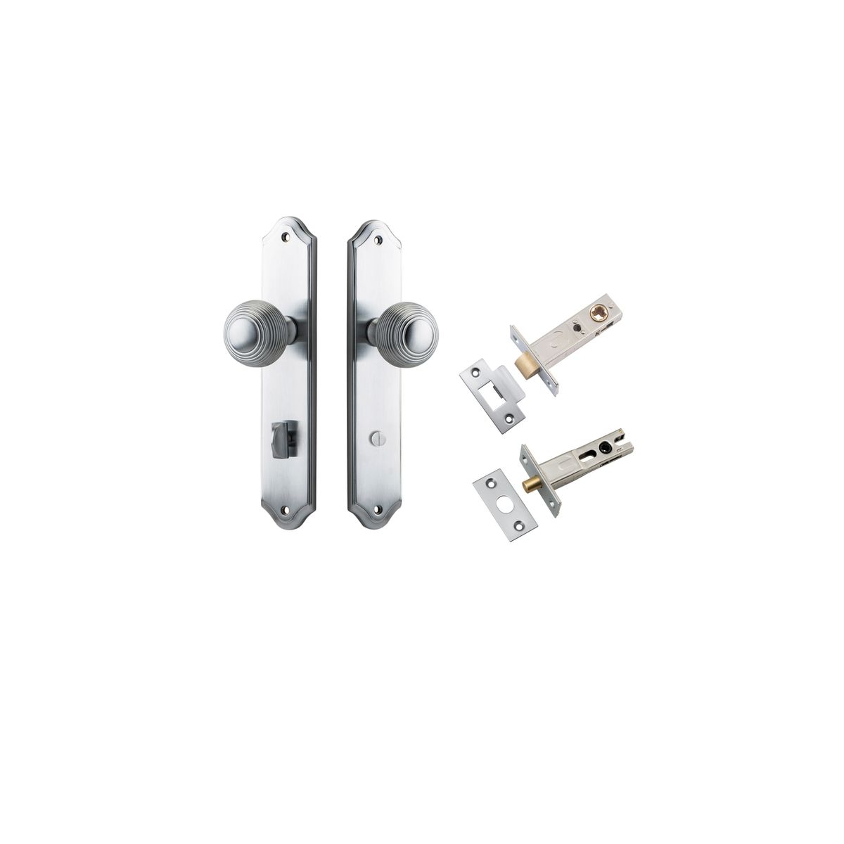 Iver Guildford Door Knob Shouldered Latch Pair, Passage Kit, Privacy Kit , Entrance Kit with High Security Lock -Brushed Chrome