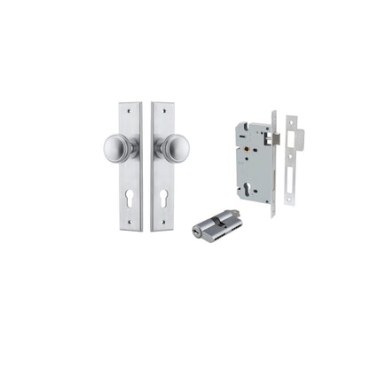 Iver Paddington  Door Knob Chamfered Latch Pair, Passage Kit, Privacy Kit , Entrance Kit with High Security Lock -Brushed Chrome