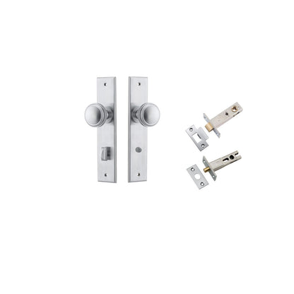 Iver Paddington  Door Knob Chamfered Latch Pair, Passage Kit, Privacy Kit , Entrance Kit with High Security Lock -Brushed Chrome