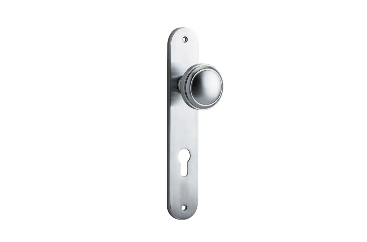 Iver Paddington  Door Knob Oval Latch Pair, Passage Kit, Privacy Kit , Entrance Kit with High Security Lock - Brushed Chrome