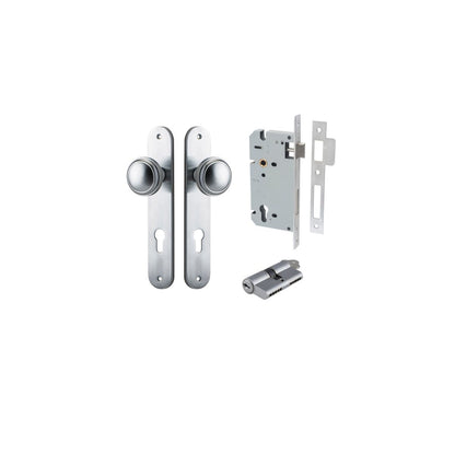 Iver Paddington  Door Knob Oval Latch Pair, Passage Kit, Privacy Kit , Entrance Kit with High Security Lock - Brushed Chrome