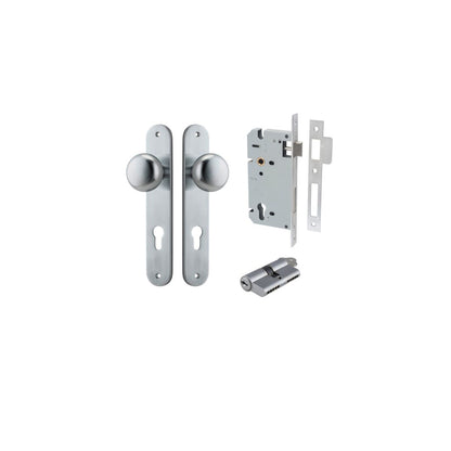 Iver Cambridge Door Knob Oval Concealed Fix Pair, Passage Kit, Privacy Kit , Entrance Kit with High Security Lock - Brushed Chrome