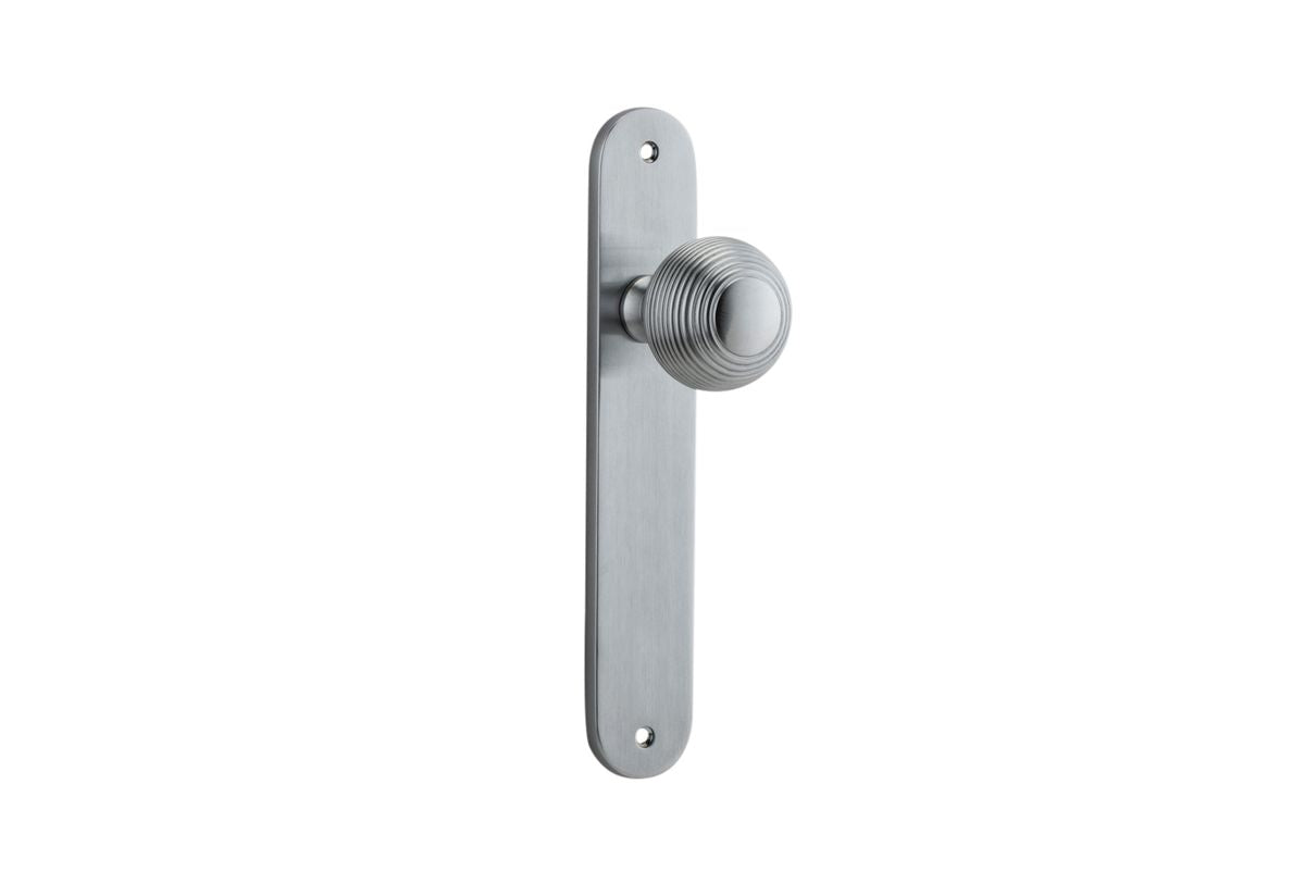 Iver Guildford Door Knob Oval Latch Pair, Passage Kit, Privacy Kit , Entrance Kit with High Security Lock -Brushed Chrome