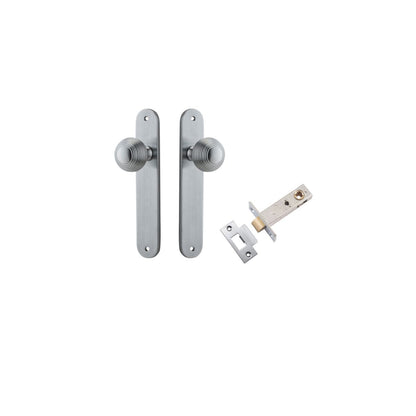 Iver Guildford Door Knob Oval Latch Pair, Passage Kit, Privacy Kit , Entrance Kit with High Security Lock -Brushed Chrome