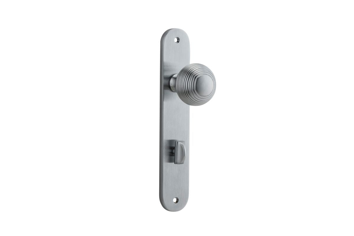 Iver Guildford Door Knob Oval Latch Pair, Passage Kit, Privacy Kit , Entrance Kit with High Security Lock -Brushed Chrome