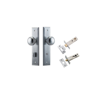 Iver Paddington  Door Knob Stepped Latch Pair, Passage Kit, Privacy Kit , Entrance Kit with High Security Lock - Brushed Chrome