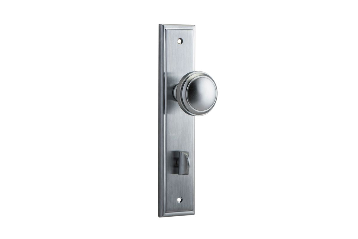 Iver Paddington  Door Knob Stepped Latch Pair, Passage Kit, Privacy Kit , Entrance Kit with High Security Lock - Brushed Chrome