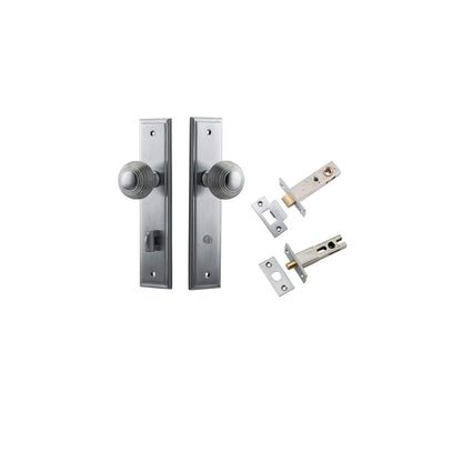 Iver Guildford Door Knob Stepped Latch Pair, Passage Kit, Privacy Kit , Entrance Kit with High Security Lock - Brushed Chrome
