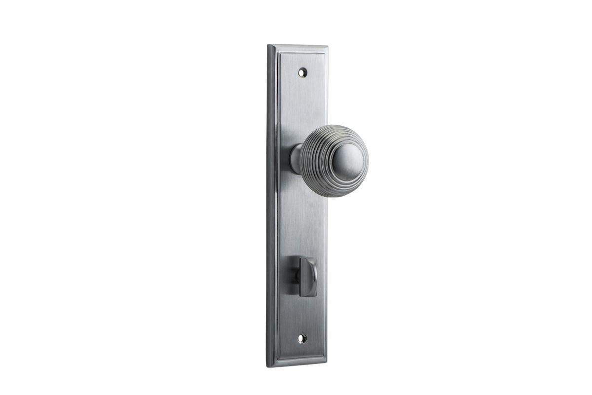 Iver Guildford Door Knob Stepped Latch Pair, Passage Kit, Privacy Kit , Entrance Kit with High Security Lock - Brushed Chrome