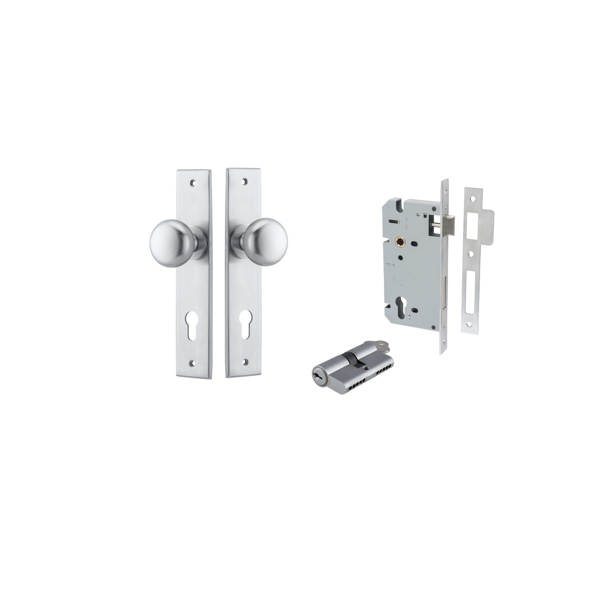 Iver Cambridge Door Knob Chamfered  Concealed Fix Pair Passage Kit, Privacy Kit , Entrance Kit with High Security Lock -Brushed Chrome