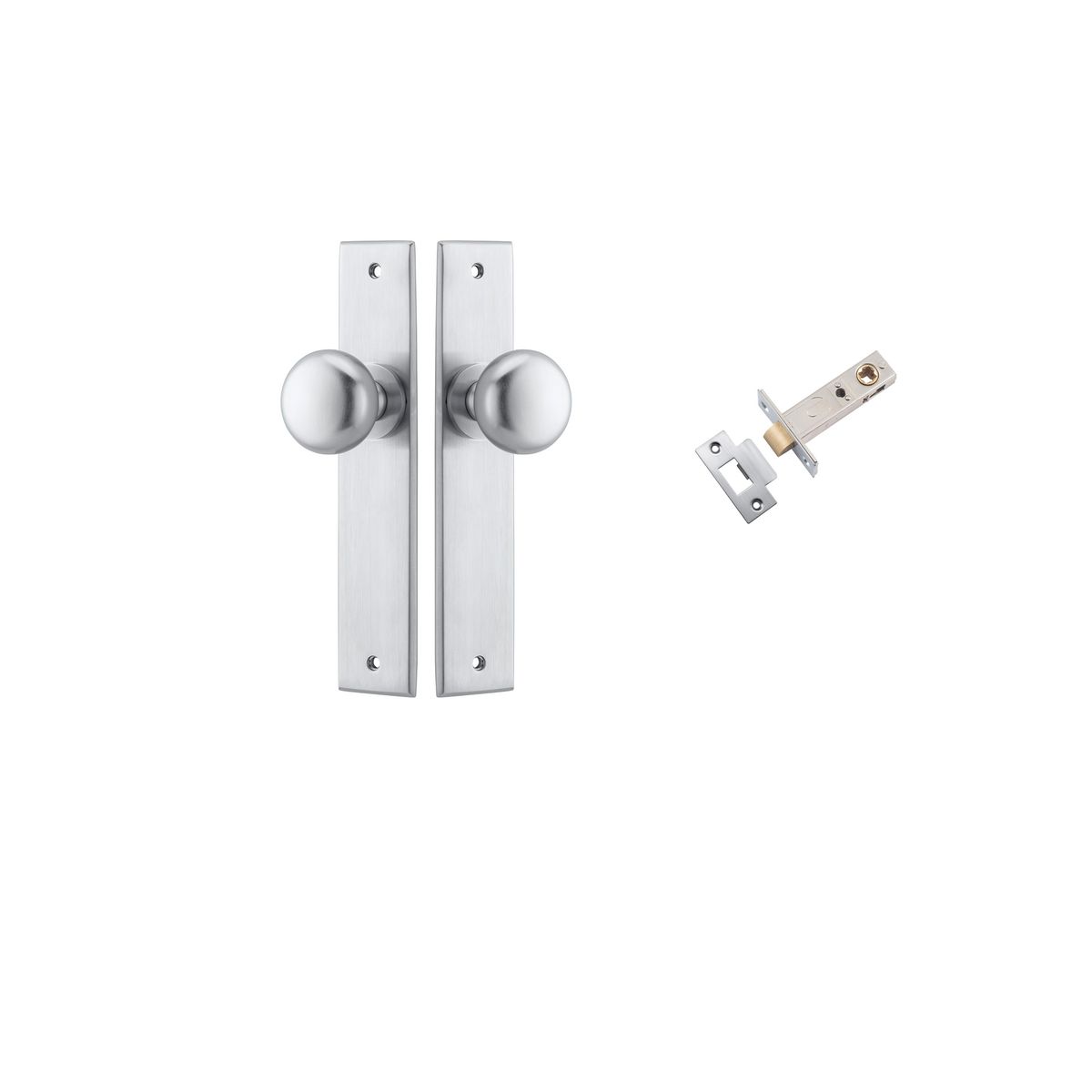 Iver Cambridge Door Knob Chamfered  Concealed Fix Pair Passage Kit, Privacy Kit , Entrance Kit with High Security Lock -Brushed Chrome