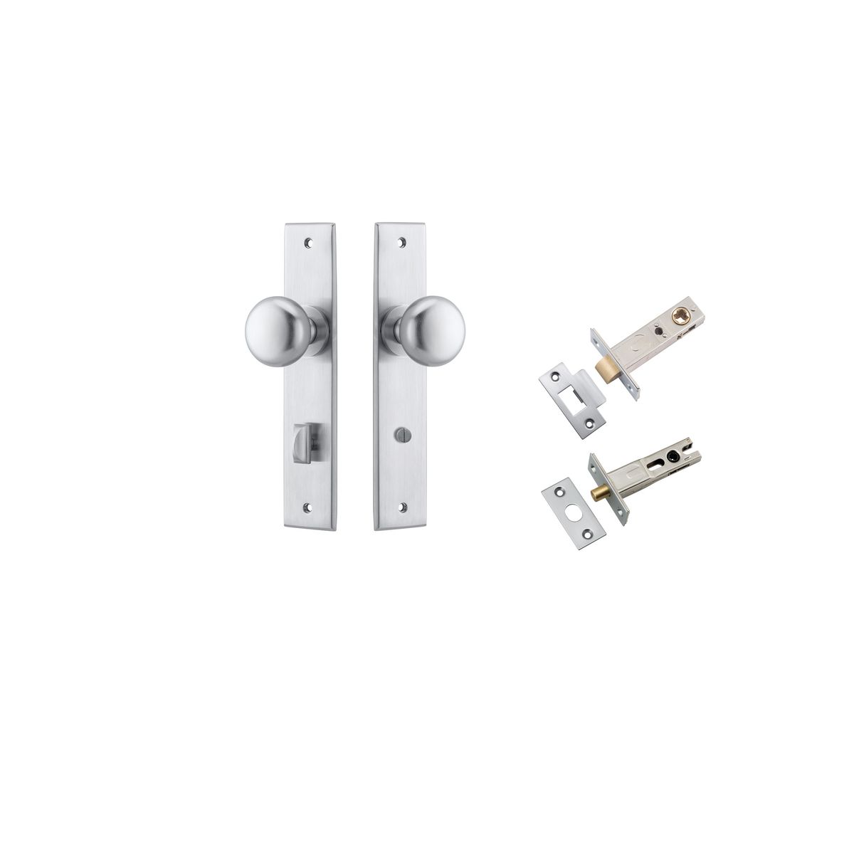 Iver Cambridge Door Knob Chamfered  Concealed Fix Pair Passage Kit, Privacy Kit , Entrance Kit with High Security Lock -Brushed Chrome