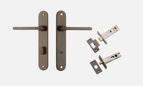 Iver Baltimore Door Lever 10726 Oval Backplate Signature Brass - Passage ,Privacy & Entrance