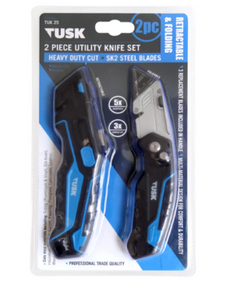 Tusk Heavy Duty Utility Knife Blades & Knife -  2pc Set ,10pc pack ,50pc pack & 100pc pack